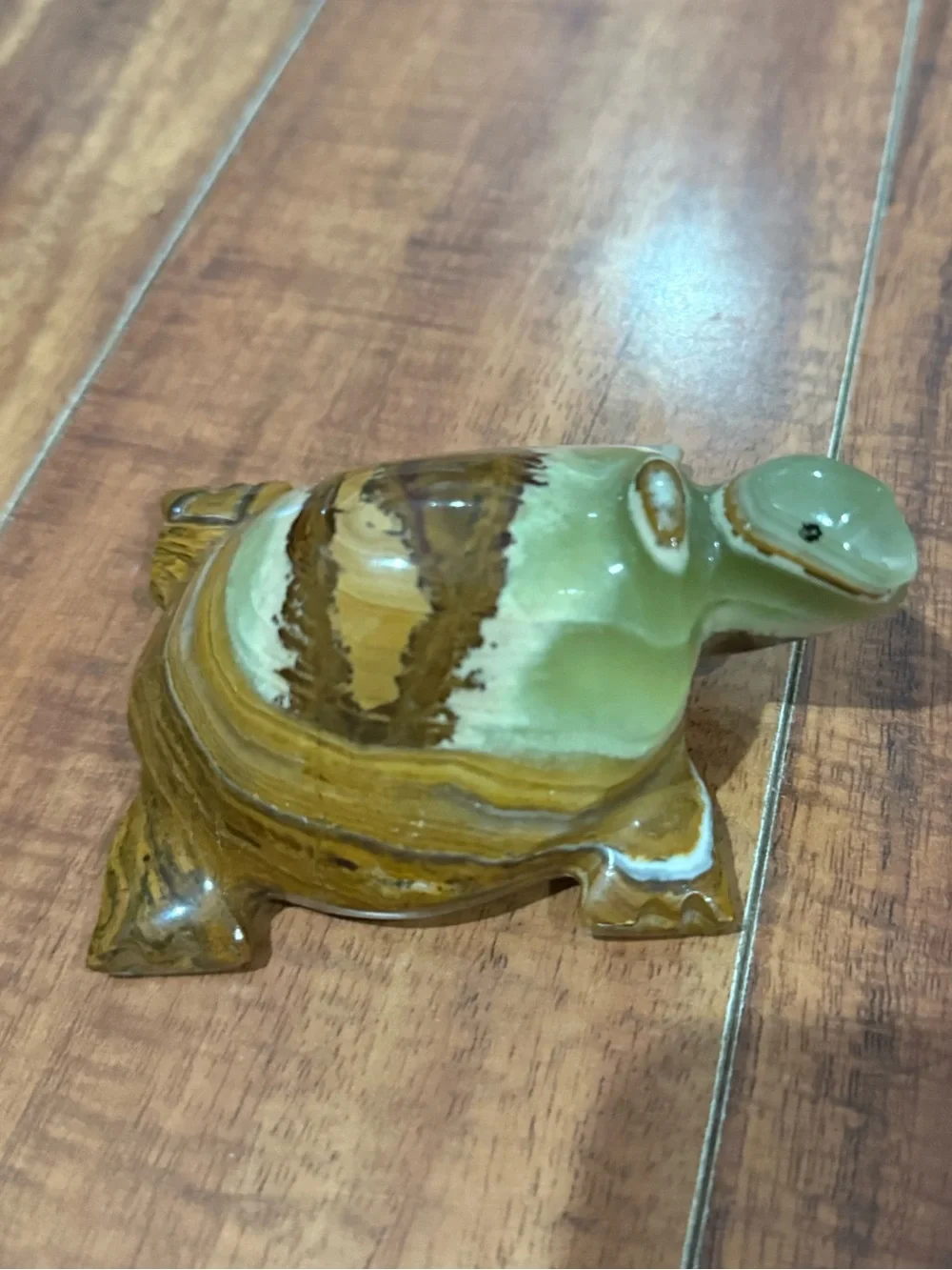 Handcrafted Green and Brown Jasper Turtle Figurine - Home Accents